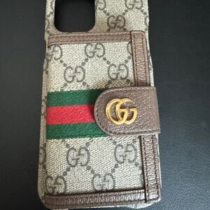 Gucci Brown and Green Luxury Phone Case with Signature Design